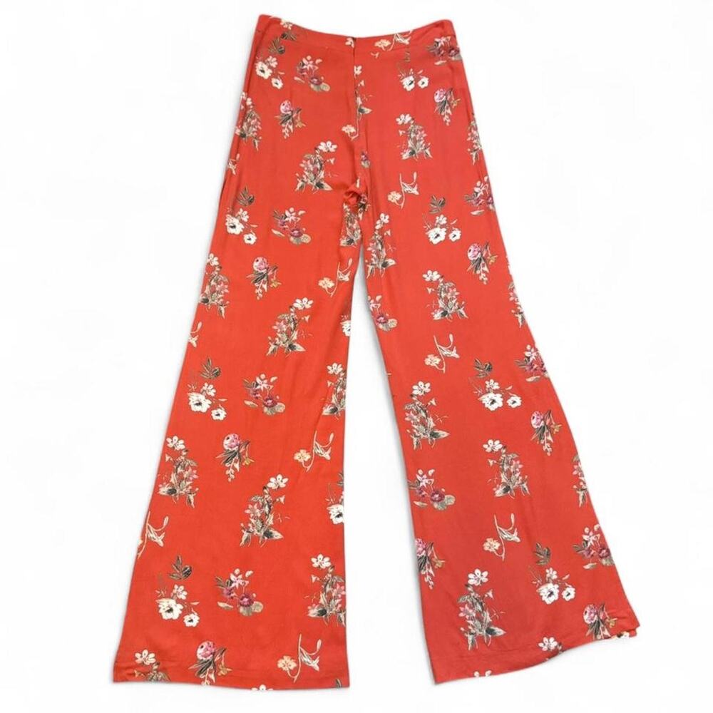 NEW William B Orange Floral Whimsigoth High-Rise Wide Leg Side-Split Pant — SM - Picture 4 of 6